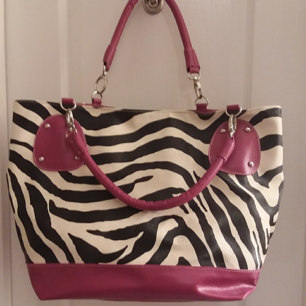 Pink zebra print purse